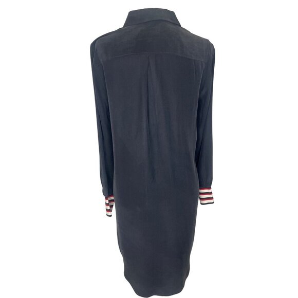 Equipment Silk Dress with Banded Sleeves Black Long Sleeve Ladies Size S/P - Picture 2 of 9